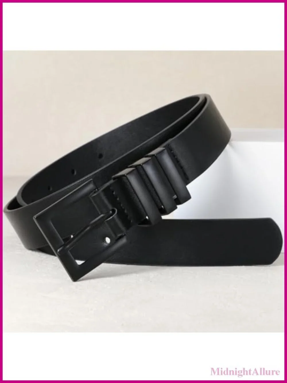 Plus Size PU Leather Belt with Square Gold Buckle for Jeans Pants Dress